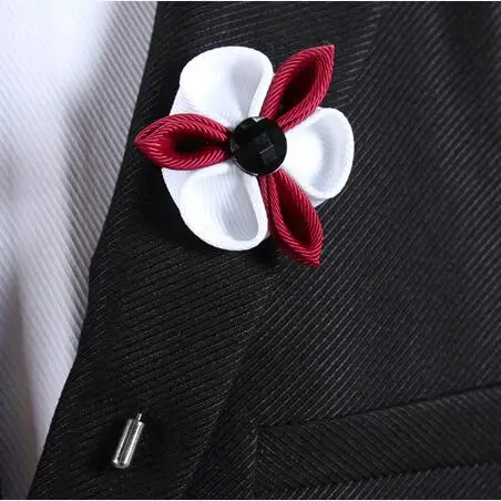 1 шт мужские Красочные Kanzashi inspierd цветок отворот булавка с черным кристаллом|pin up