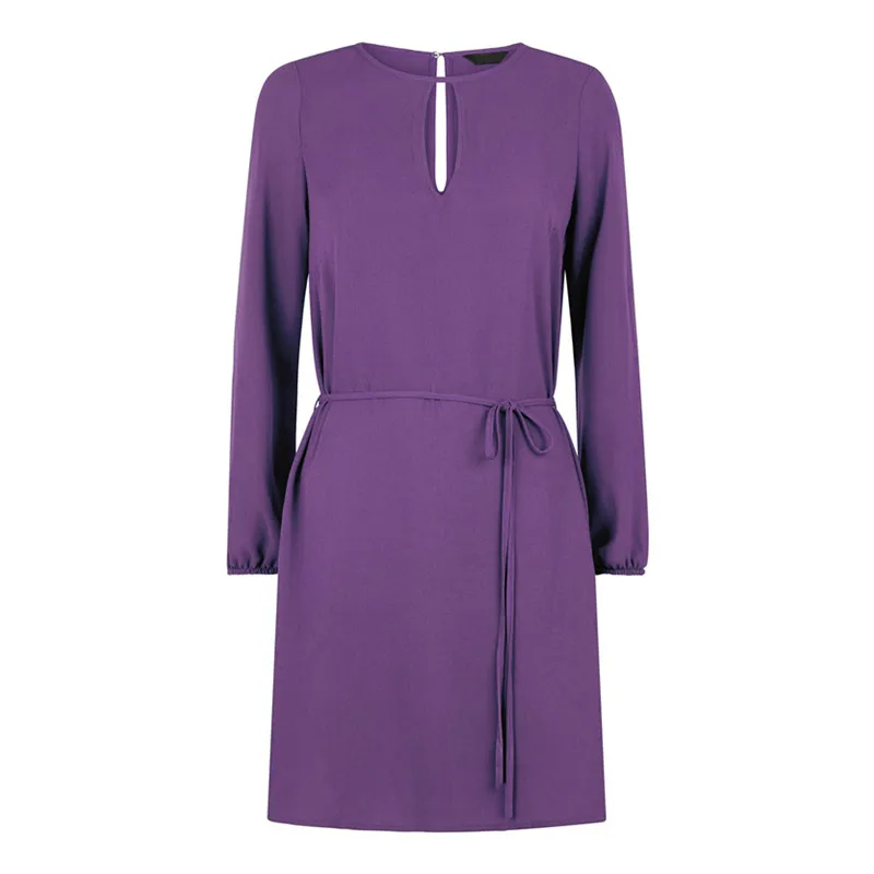 Женское платье трапециевидной формы винтажное с круглым вырезом и длинными