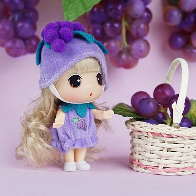Кукла Ddung 9 см, настоящие корейские костюмы фруктов, сменные куклы BJD мини, подарок на день рождения, ключ, подвеска, коллекция, украшение - Цвет: Grape