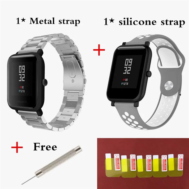 Silver 8 20 мм Металлический Стальной ремешок для Huami Amazfit Bip Lite samsung Galaxy watch Ременная Передача S2 S4 band Garmin Vivoactive 3 band - Цвет: Silver 8