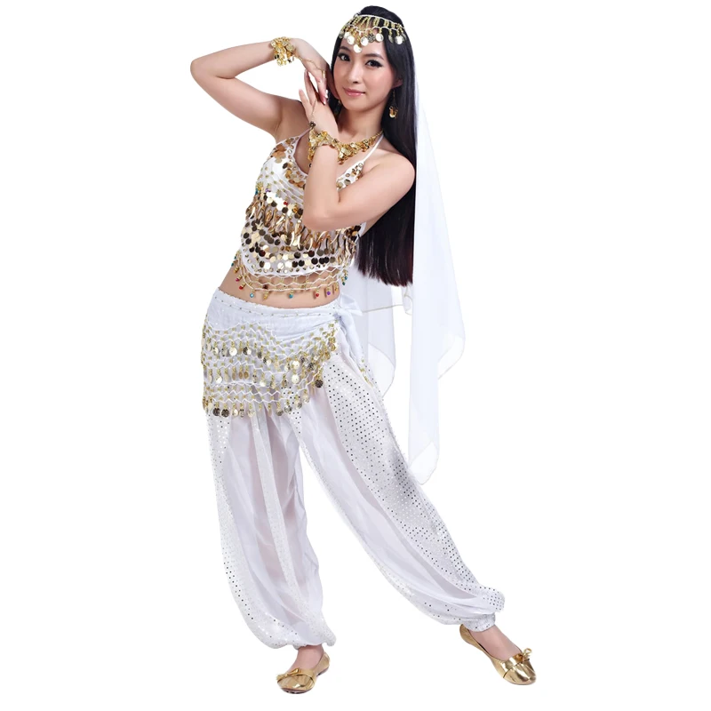Женский костюм для танца живота комплект из 5 предметов топ + брюки пояс вуаль