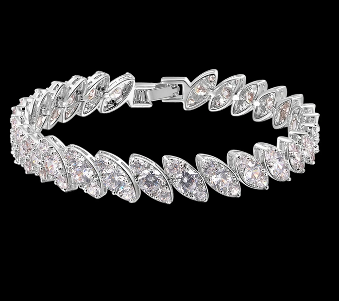 Прозрачный белый роскошный циркониевый браслет AAA с австрийскими кристаллами