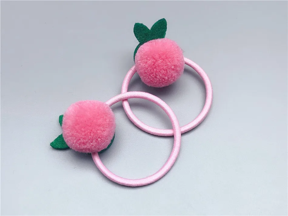 Модные милые резинки для волос с помпоном из войлока персиковые ананас