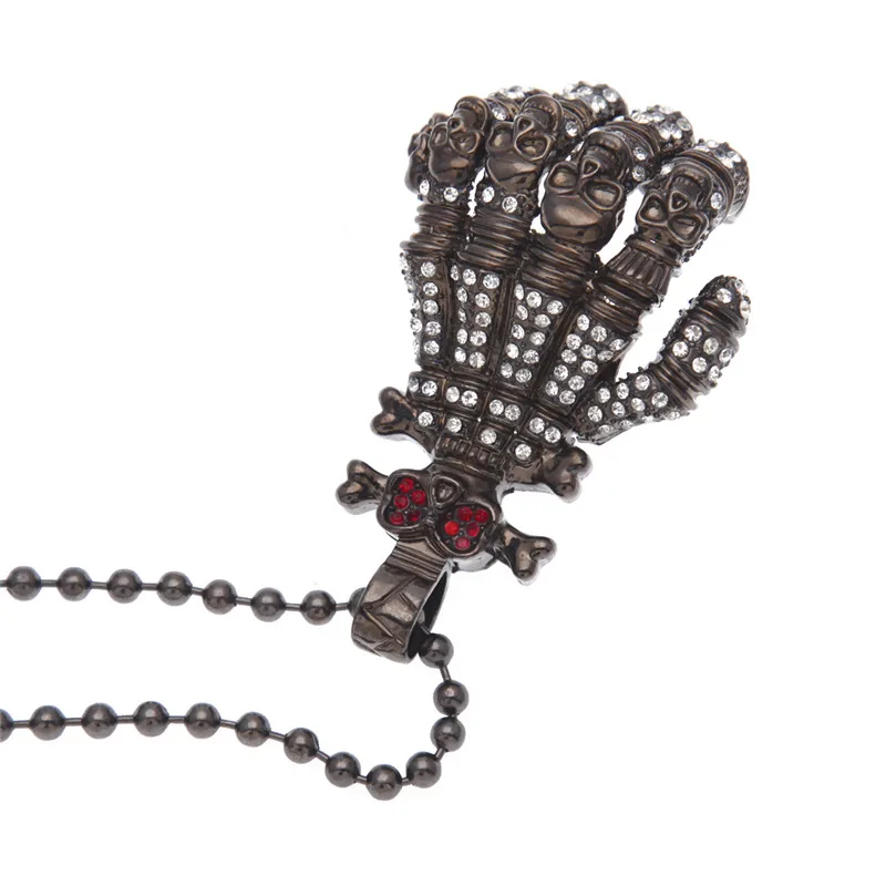 AIPHA преувеличены хип-хоп jewelry Мужская черная рука bone дизайн сплава кулон