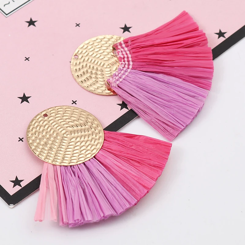 3 шт./лот подвески из рафии веерообразный металлический колпачок с отверстием для