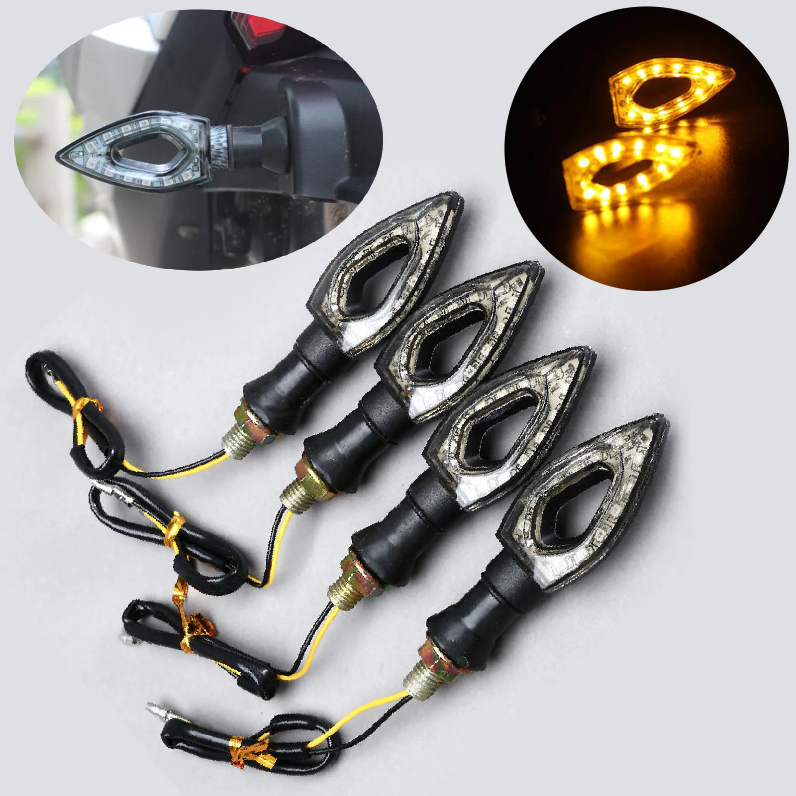 2 пары 12 светодиодных индикаторов поворота мотоцикла светильник янтарная лампа с