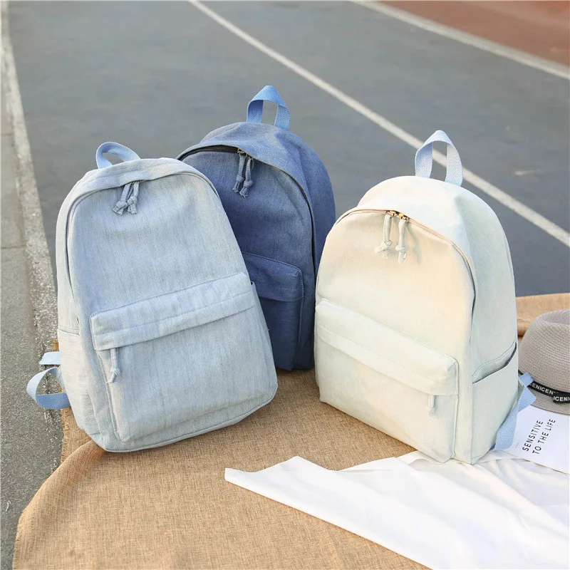 Джинсовый Повседневный женский рюкзак ковбойская большая школьная сумка для