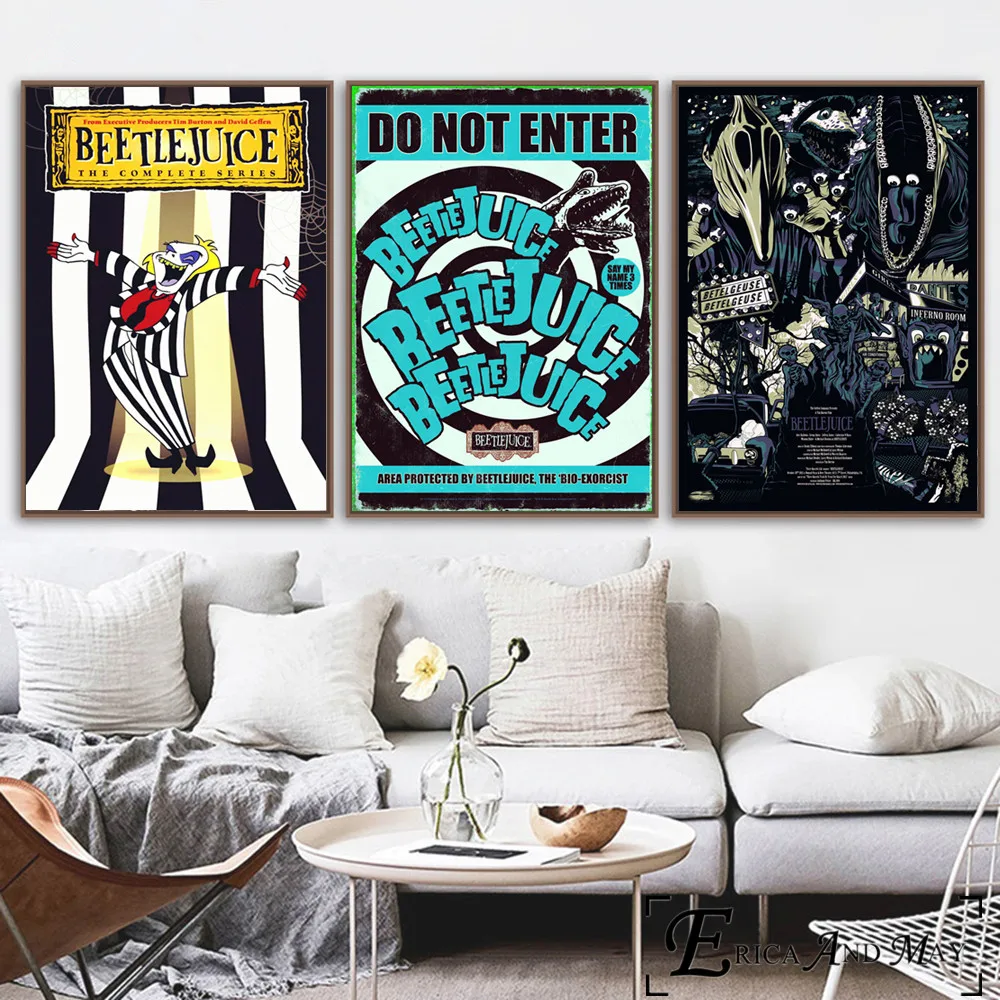 Beetlejuice мультфильм комический стиль стены Искусство Холст Живопись Плакат для домашнего декора плакаты и принты без рамы декоративные картины