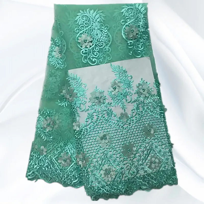 ZLN119 Черный Высокое Качество Африканских Кружева Тюль С Бисером Мода Аппликация