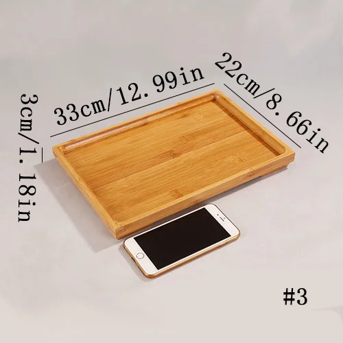 33X22CM Деревянный поднос для сервировки чая кунг-фу, поддон для хранения столовых приборов, фруктовая тарелка, украшение, 6 размеров, Японская еда, бамбук, прямоугольный - Цвет: 33X22CM