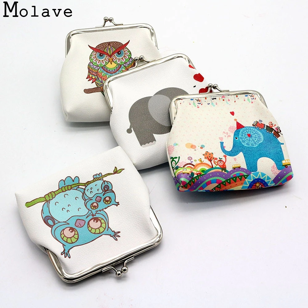 MOLAVE 2017 Женский винтажный Borsa Della Moneta Del Gufo/Elefante Animale Stampato Cuoio di demazione Piccolo Borse Hasp oct30|borsa