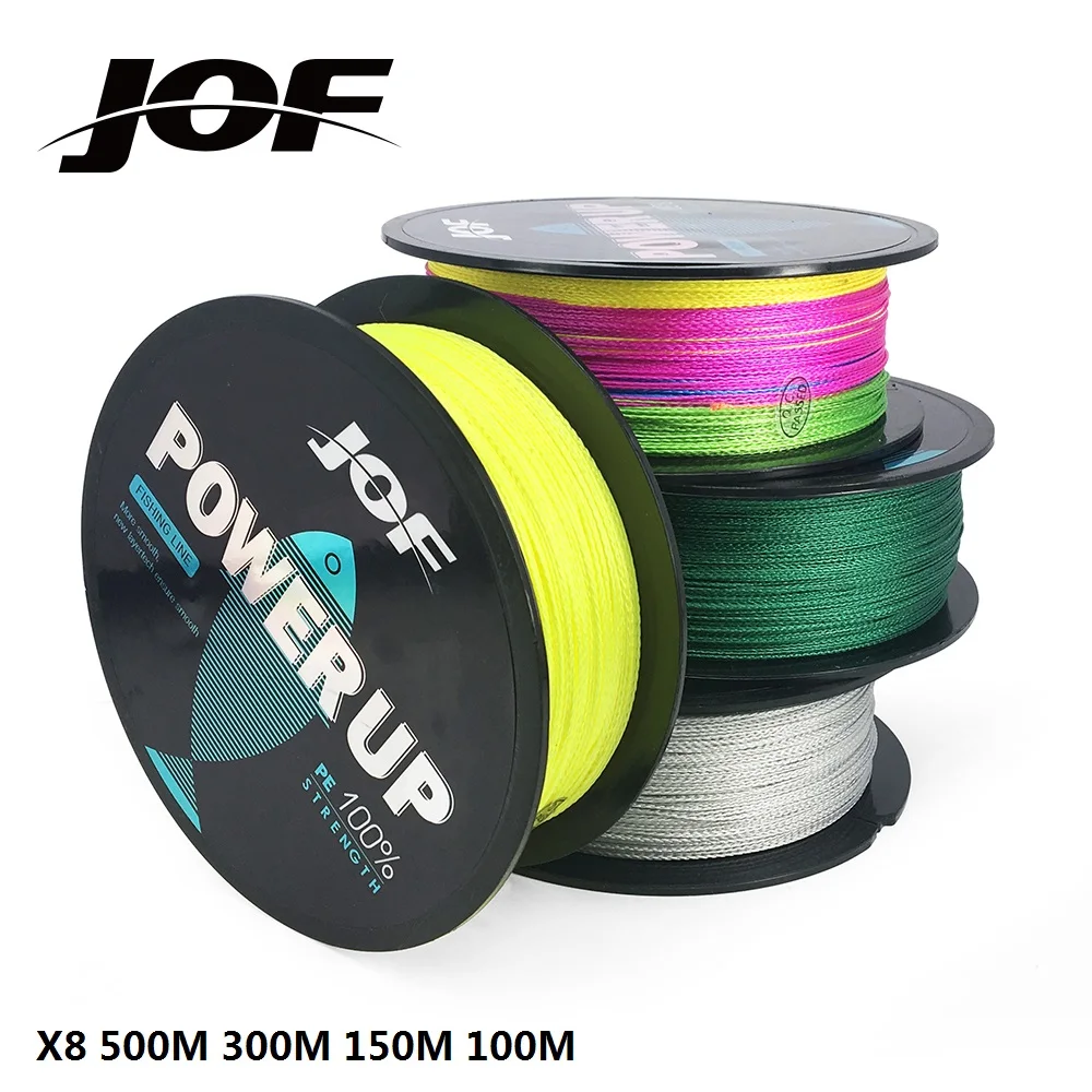 JOF леска 500 м 300 150 100 20LB 88LB 8 нитей плетеная Мощный Морской пресноводный PE