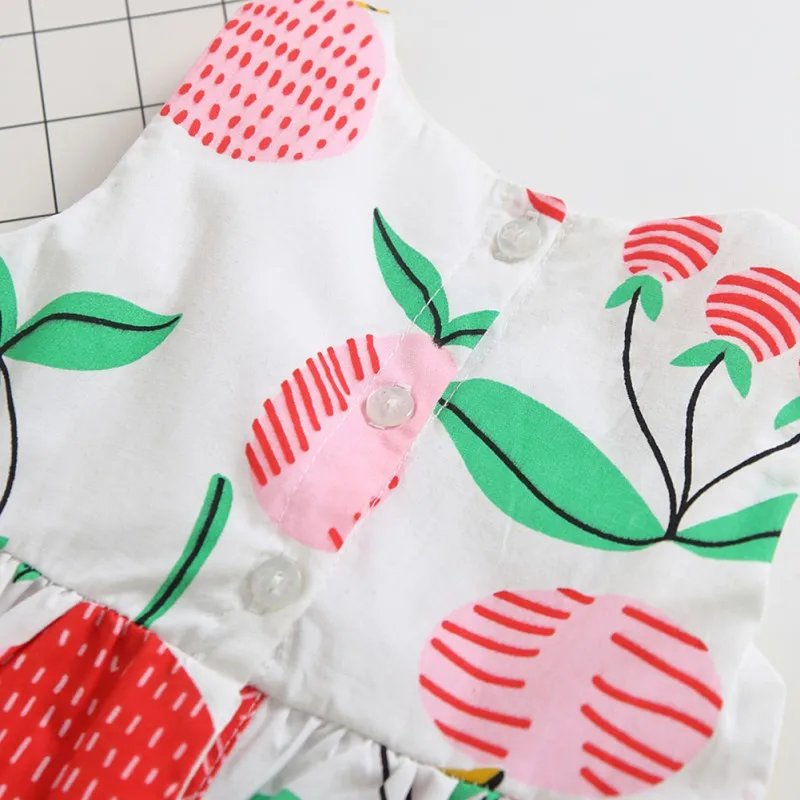 Платье для маленьких девочек летнее милое платье с бантом и фруктовым принтом