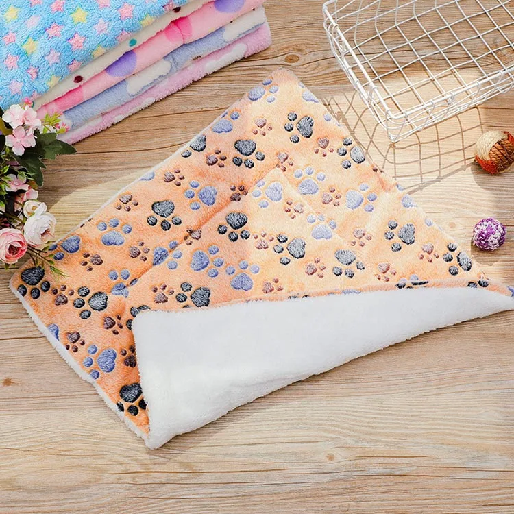 Brown paw Теплые собачий коврик для домашних животных подушки для малых и средних большой товары собак мягкие фланелевые Собака Кошка Одеяло дышащий Толстый щенок - Цвет: Brown paw