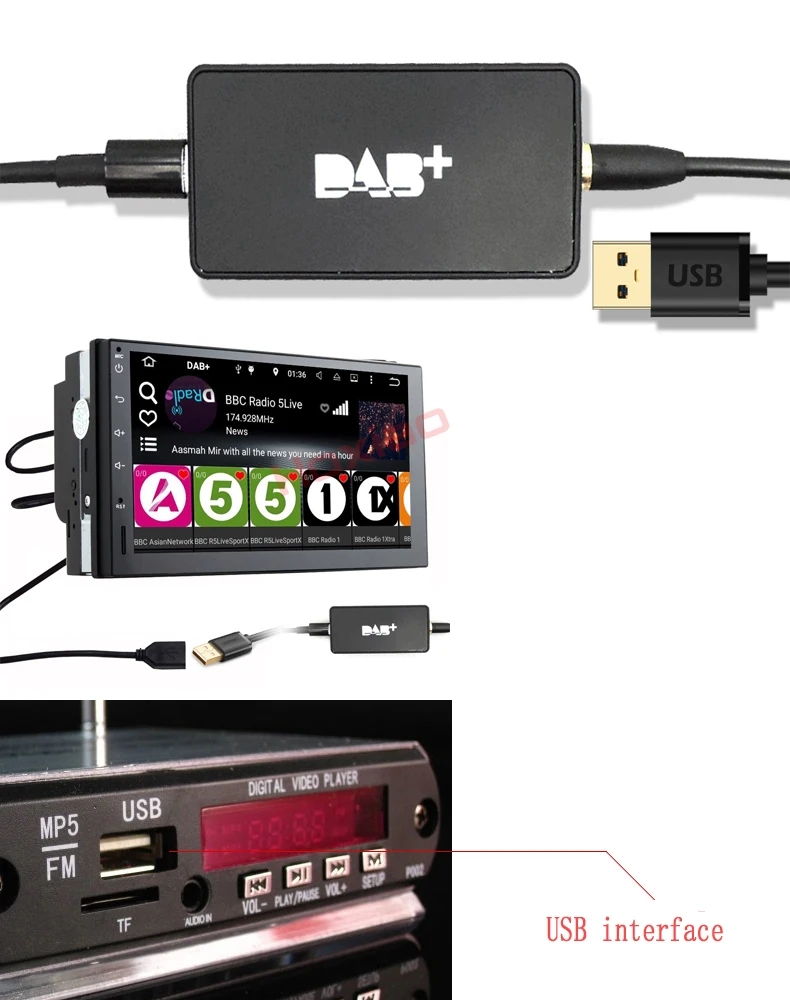 Универсальная DAB + USB Антенна для послепродажного автопроигрывателя Android 8 0 9 10 App
