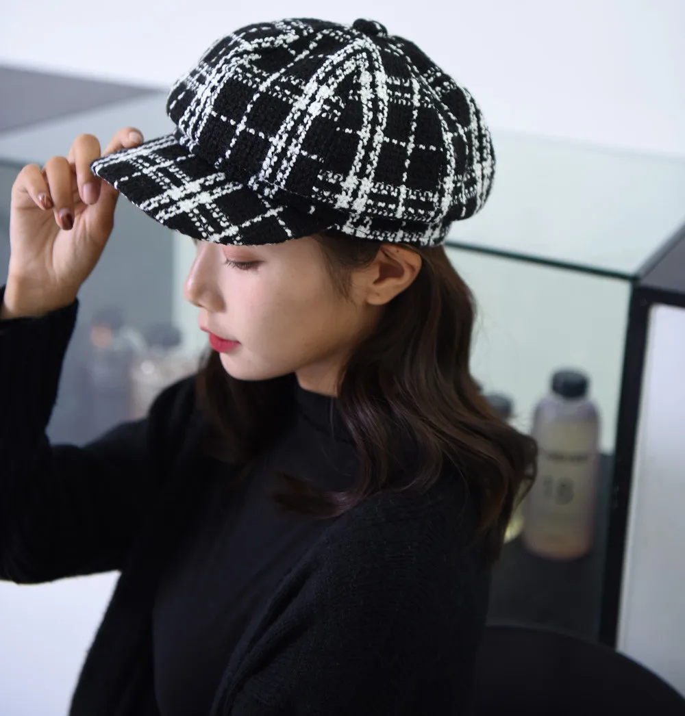 Милая девушка зимняя теплая шерсть женский берет французский художник круглая