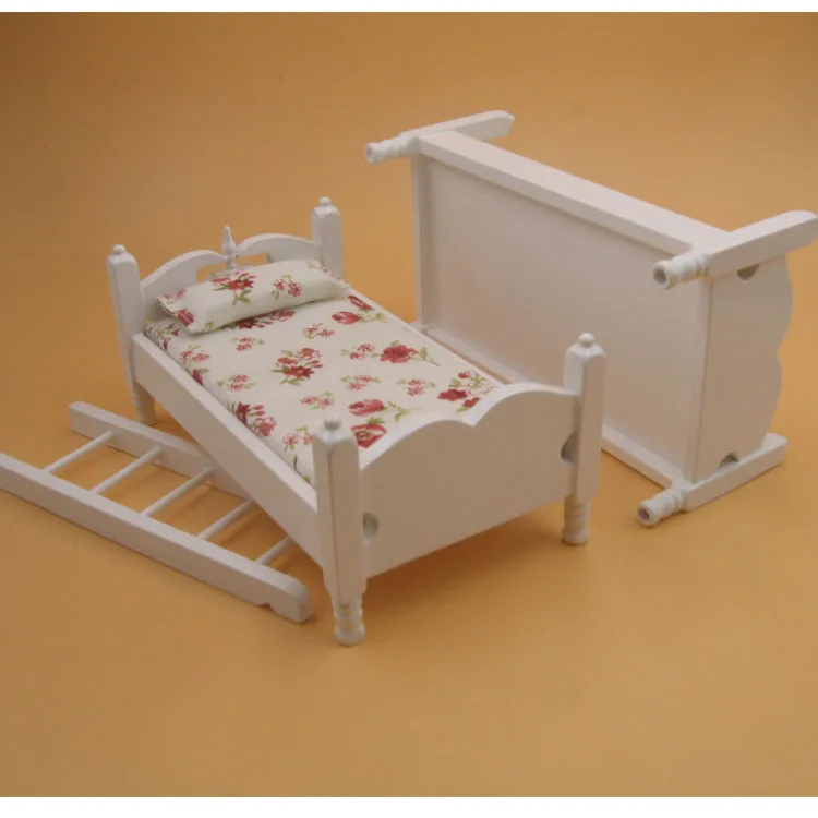 

A08-X405 children baby gift Toy 1:12 Dollhouse mini Furniture Miniature rement wooden bunk bed can moved 1pcs