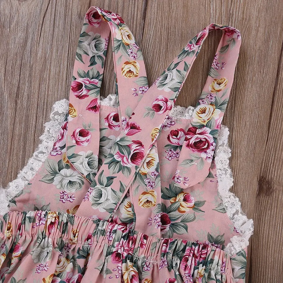 Милые детские комбинезоны лето Раффлед Цветок Костюмы для девушек комплект