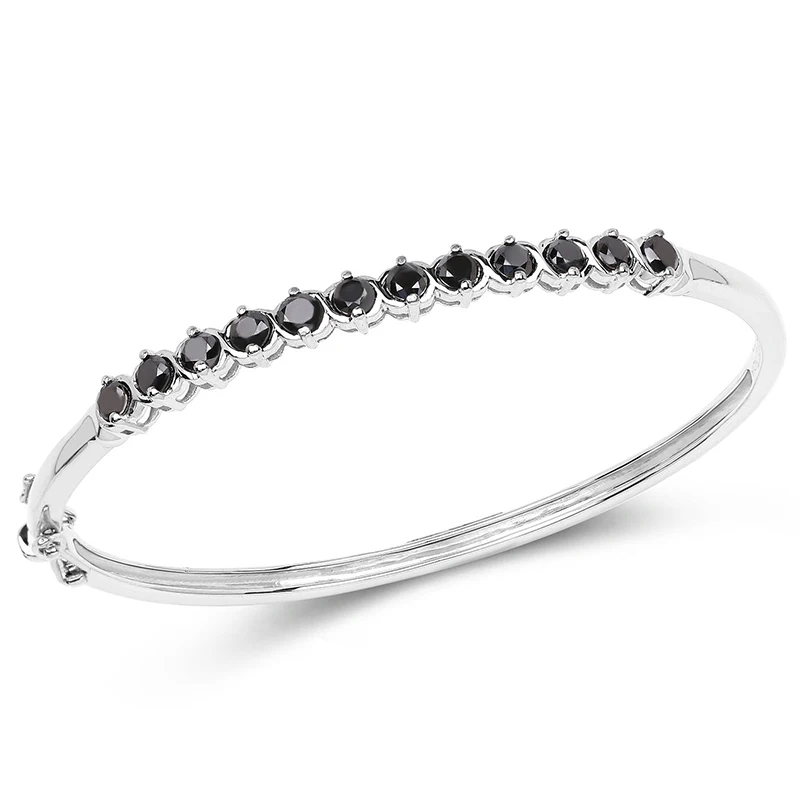 3.6Carat 12pcs 4mm Genuine Black Moissanite Lab Diamond White Gold Plated 925 Sterling Silver Bangle | Украшения и аксессуары