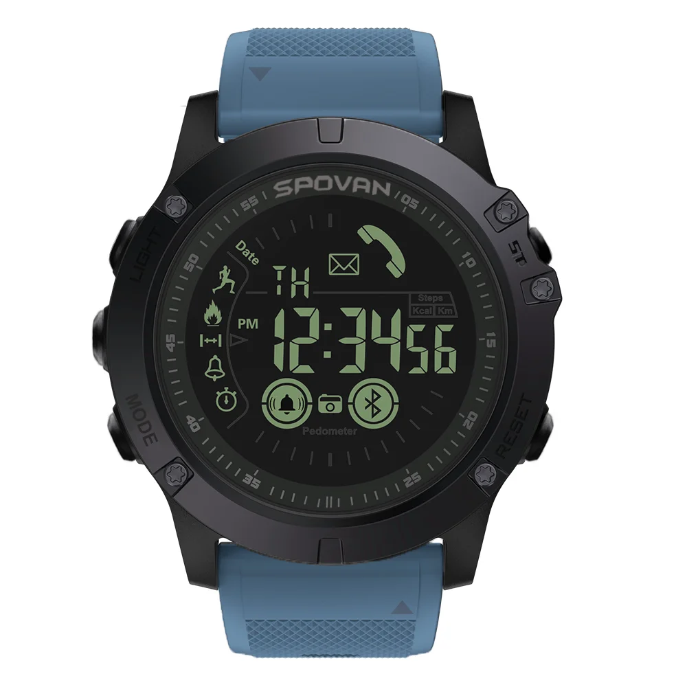 Blue Model 2 SPOVAN, умные уличные мужские часы, Bluetooth, спортивные, светодиодный, цифровые часы, 50 м, водонепроницаемые, с секундомером, мужские наручные часы, Relogio Feminino - Цвет: Blue Model 2