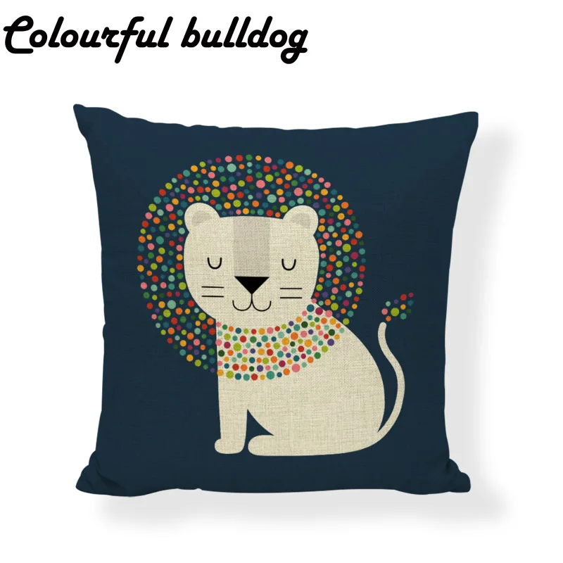 Геометрический чехол для подушки с изображением животных прямоугольник в