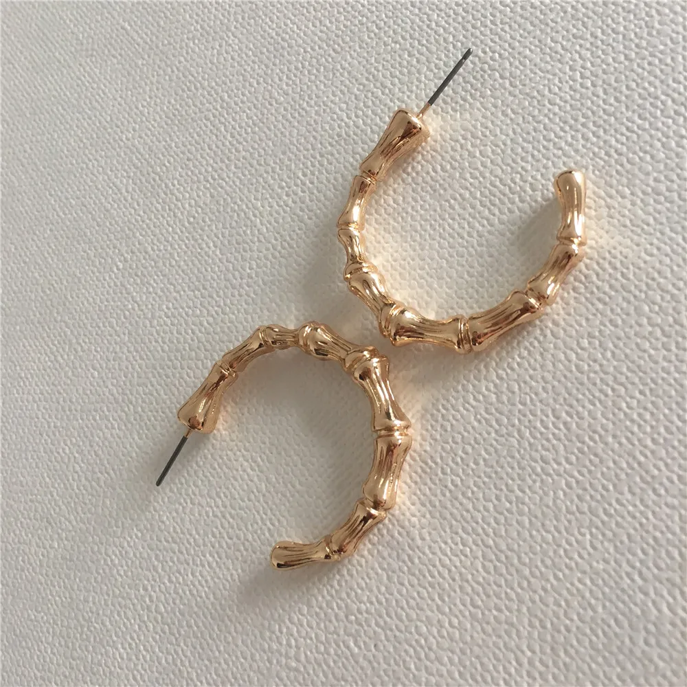 Ультрамодные серьги золото с родиевым покрытием покрытие бамбук форма обруч для