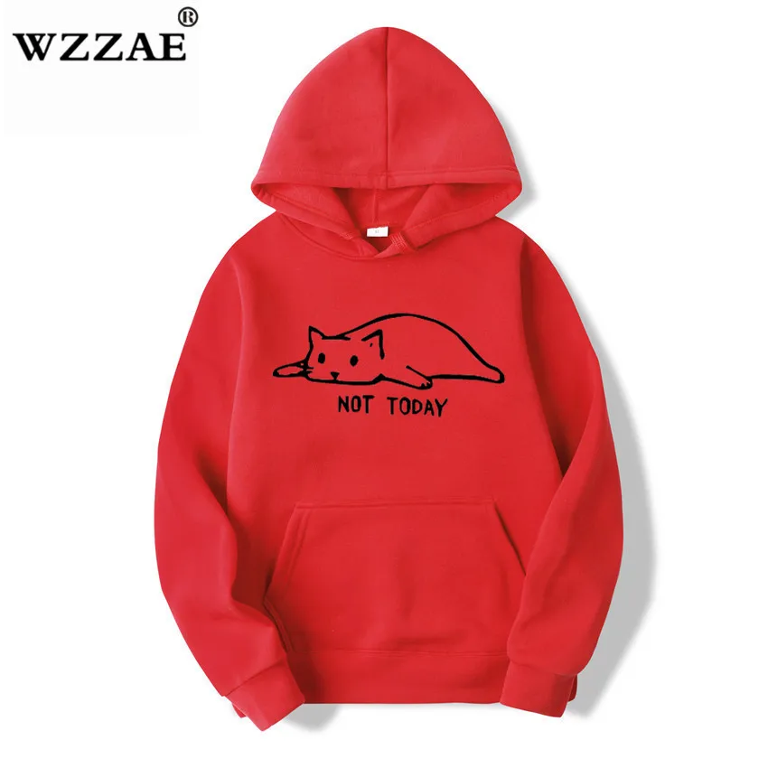 Red 2 Kawaii Cat толстовки для мужчин Not Today Забавный Графический свитшот для мужчин/женщин Harajuku Модный свитшот унисекс с длинным рукавом Sudadera Mujer - Цвет: Red 2