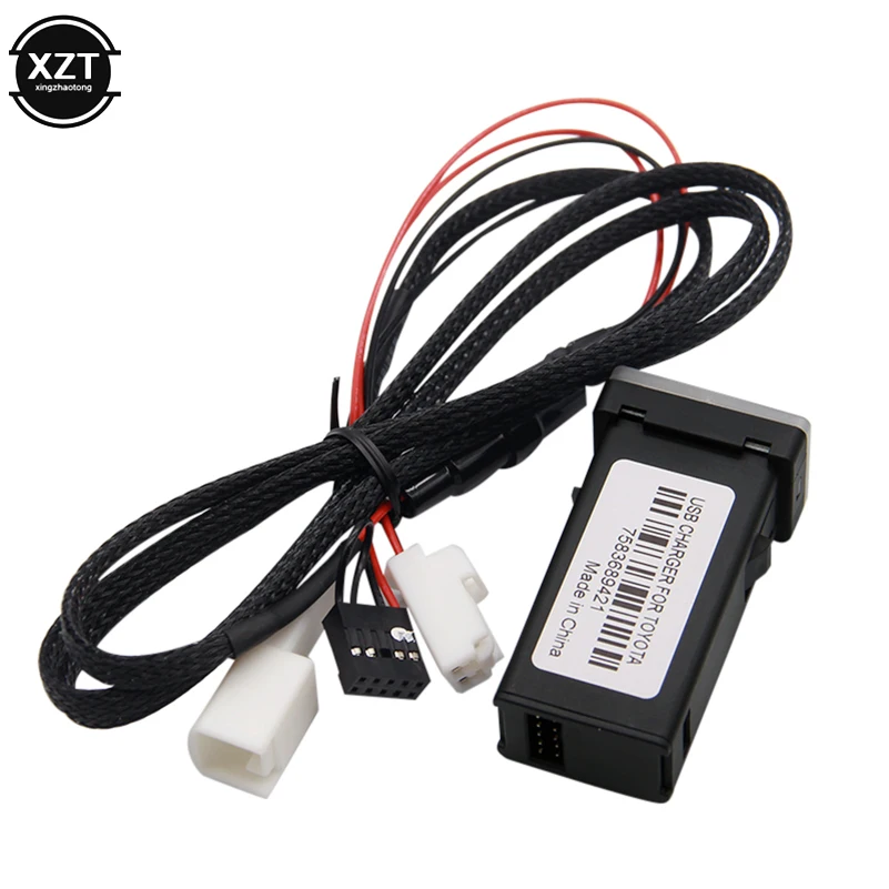 qc3 0 car charger dual usb ports phone quick charge pda dvr adapter plug play cable for toyota series cars free global shipping