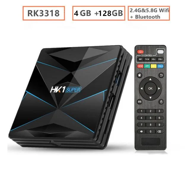HK1 супер Android 9,0 Смарт ТВ приставка RK3318 Четырехъядерный 4G 64G ТВ приставка Google Assistant 4K 3D Utral Wifi USB3.0 HK1 супер приставка - Цвет: 4G 128G