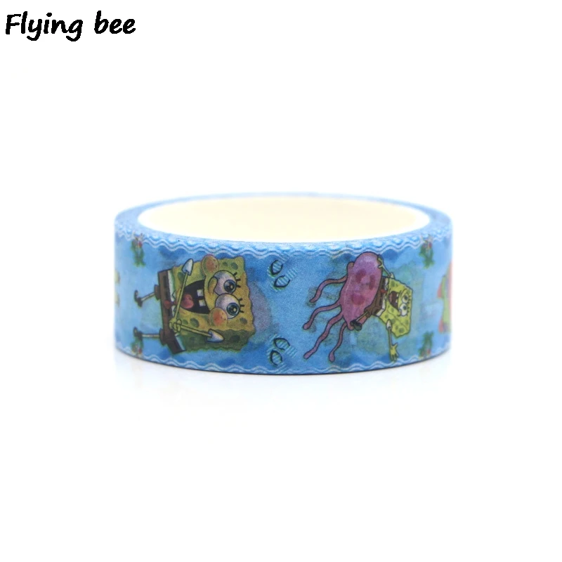 Flyingbee 15 мм X 5 м милый мультфильм васи лента бумага DIY декоративная клейкая лента, Канцелярия Kawaii маскировки Ленточные принадлежности X0269