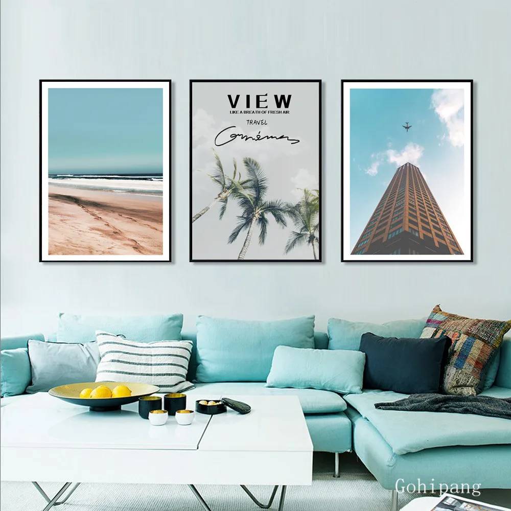 Пейзаж морское побережье настенная живопись на холсте пляж Северный плакат