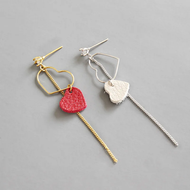 Серьги-капли с красным сердцем HFYK длинные серьги из стерлингового серебра 925