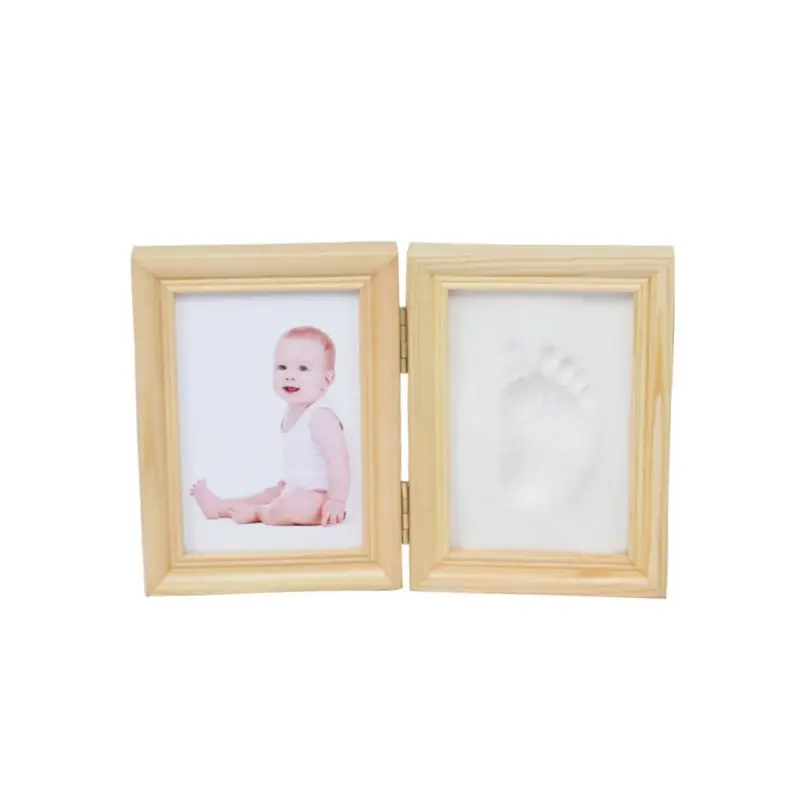 Синий Складные DIY руки ноги печати фотографии дисплей сувениры память детей растущая память Baby Shower подарок деревянная фоторамка - Цвет: Синий
