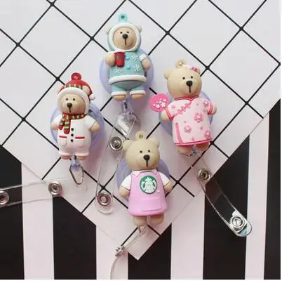 1 шт. coffee bear Выдвижная тяга бейдж катушка ID ремешок Имя бирка держатель карты Бейдж катушки Доктор Медсестры поставки