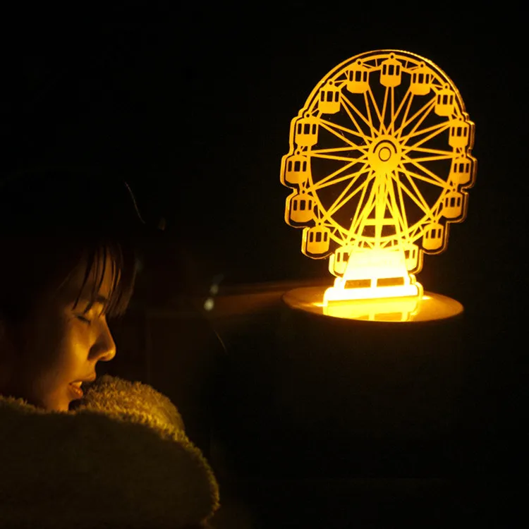 Мини 3D колесо обозрения желтый светодиодный ночник заглушка в индукции