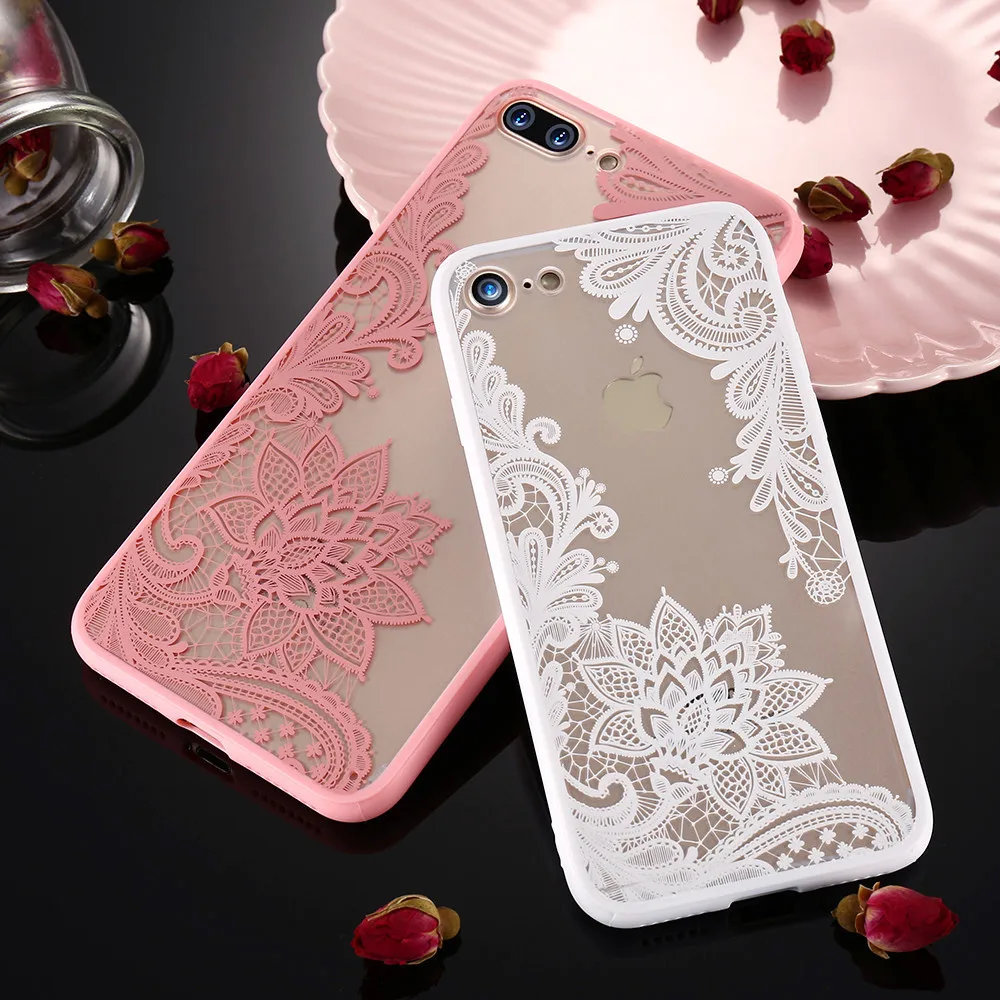 Чехол Cyato для iPhone 6 6s 7 8 Plus 5 5S 3D кружевной Цветочный чехол SE чехлы телефонов