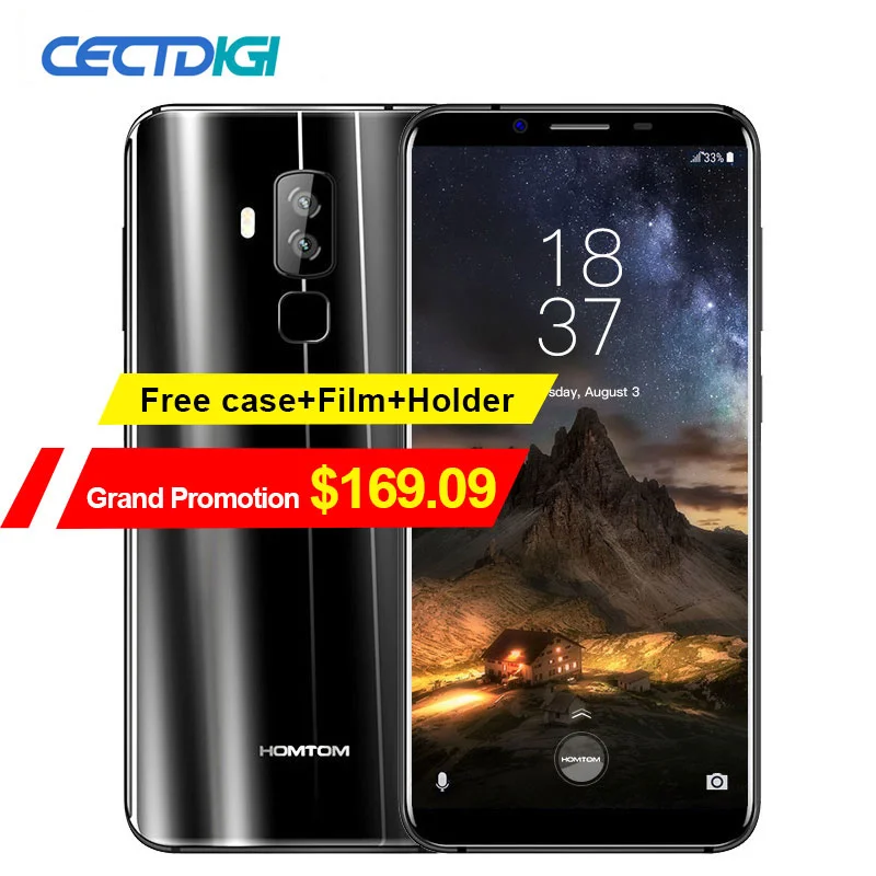 Смартфон Homtom S8 с экраном 5 7 дюйма HD + 18:9 двойная задняя камера 16 Мп МП 4 Гб 64 ГБ