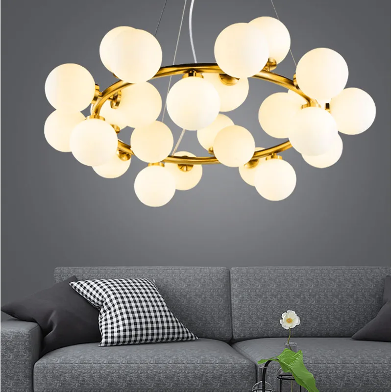 Modern Circular Magic Beans Glass Ball Pendant Lamp Nordic Creative Bedroom Living Room Dinning G4 LED Lighting Fixture | Лампы и