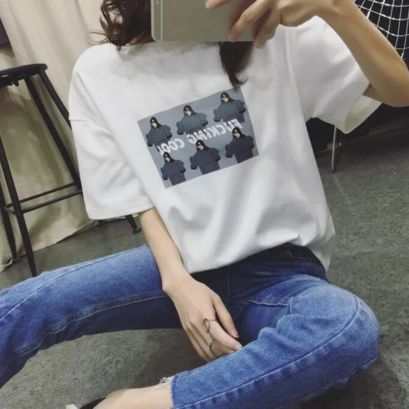 Новинка 2017 года летняя футболка с коротким рукавом в стиле Bf для девочек