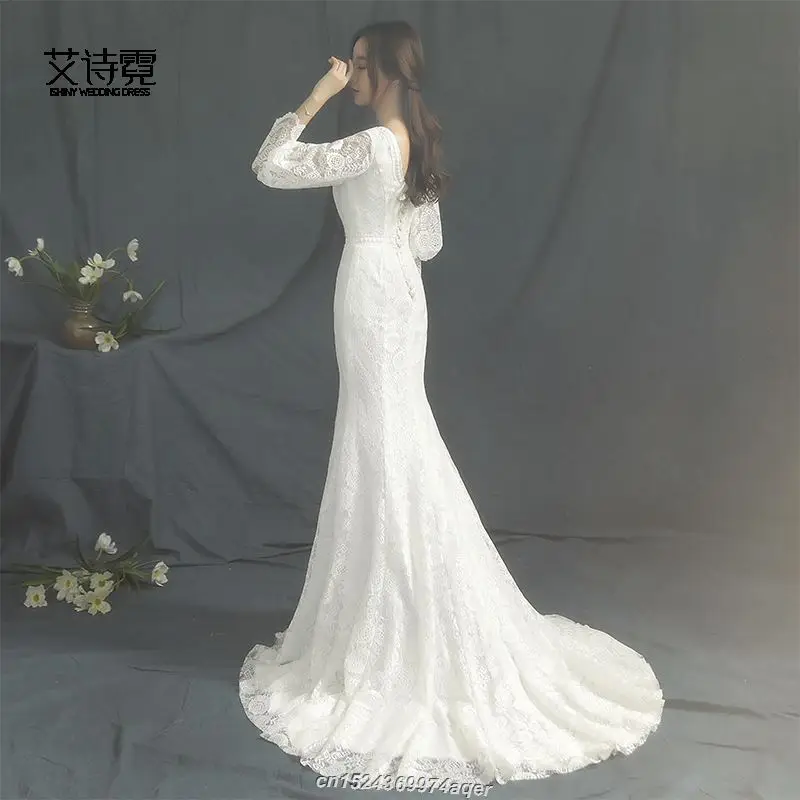 Красивое белое кружевное свадебное платье 2019 Vestidos De Novia Высокое/низкое пляжное
