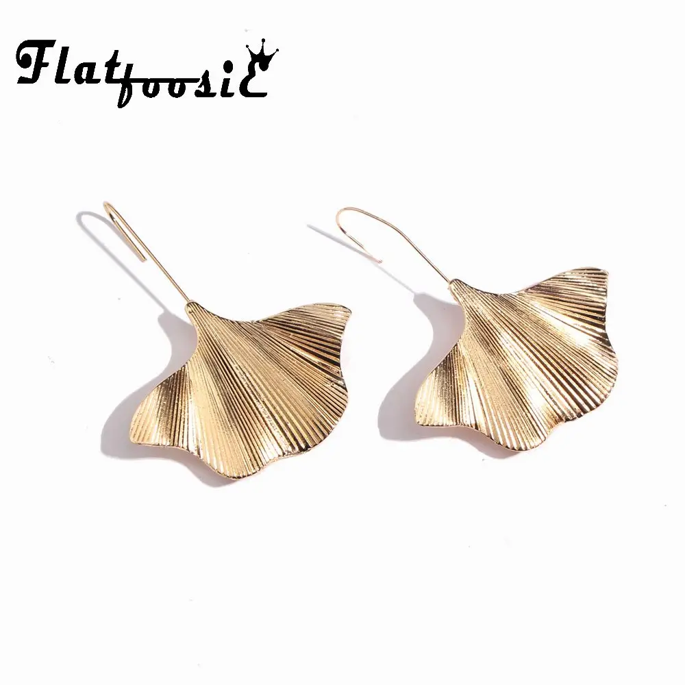 Женские серьги подвески Flatfoosie золотистые/Серебристые сережки Большой Крючок