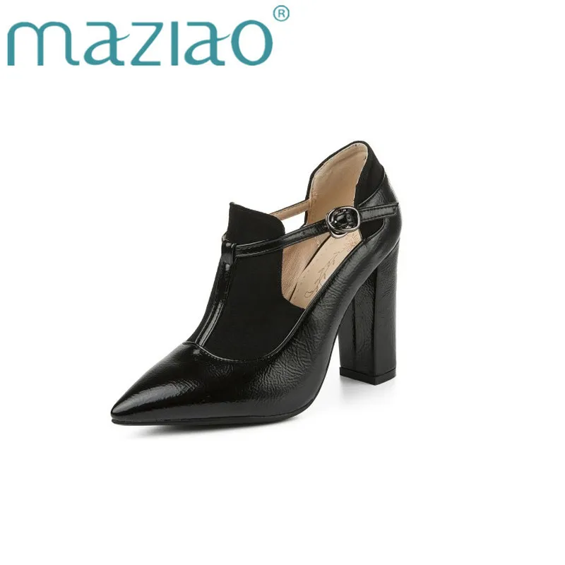 Женские туфли-лодочки MAZIAO черные и красные туфли из лакированной кожи на высоком