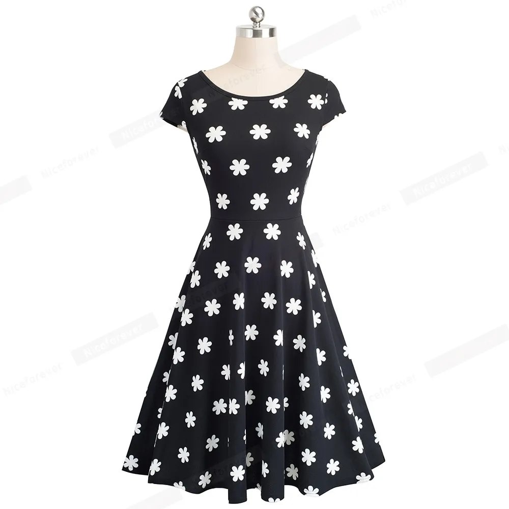 Nice-forever Винтаж с полосатым принтом, Повседневное; сезон лето; vestidos Бизнес вечерние платье трапециевидной формы вечерние Женское платье btyA153