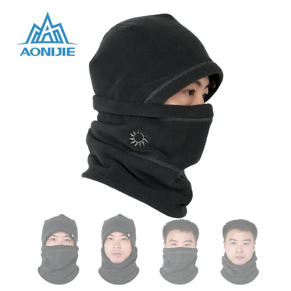 Двухслойная зимняя шапка AONIJIE ветрозащитная Лыжная маска из полиэстера шапки