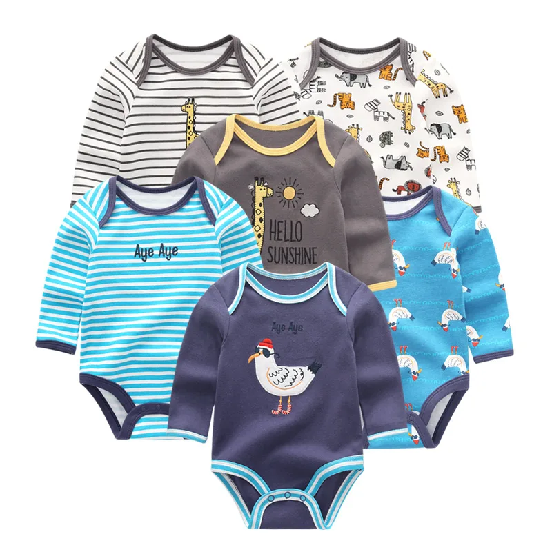 6 шт./лот зимний комбинезон с длинными рукавами для новорожденных roupa de bebe одежда