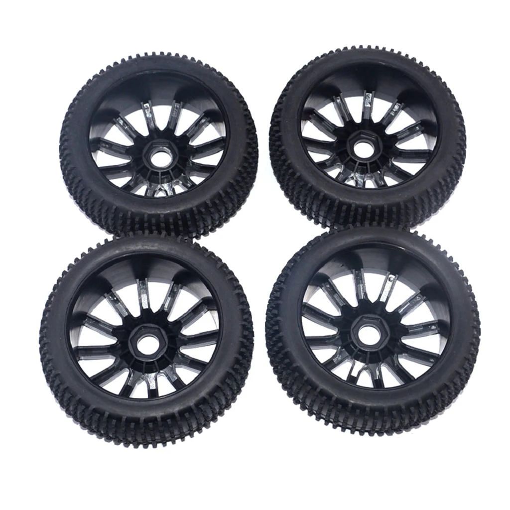 

4 Pieces 17mm Hub Wheel Rim and Tires 1:8 Scale Off-Road RC Car Buggy Tyre