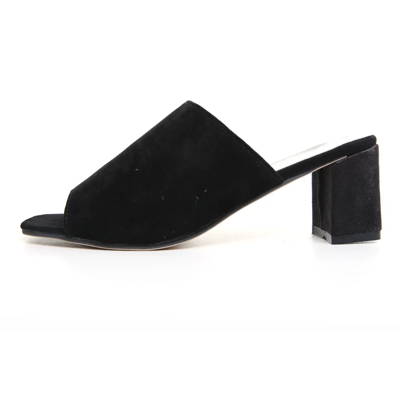 HEE GRAND/летние босоножки из флока простые женские шлепанцы с открытым носком на