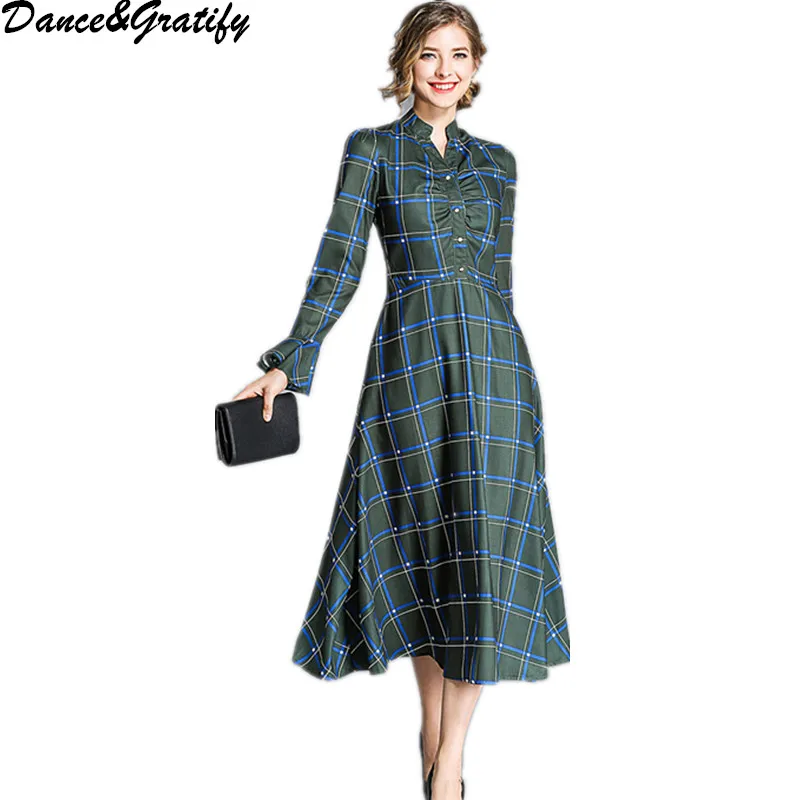 Женское винтажное платье в клетку офисное для работы повседневный праздничный
