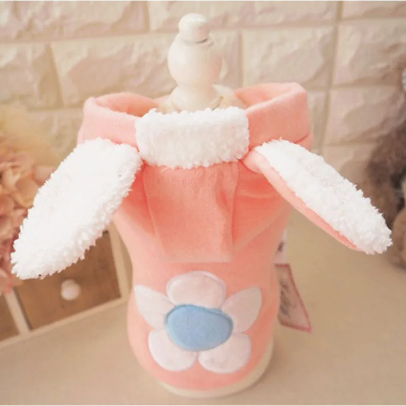 Милая Собака щенок кролик костюм одежда зима руно малый собак pet cat хлопка ватник