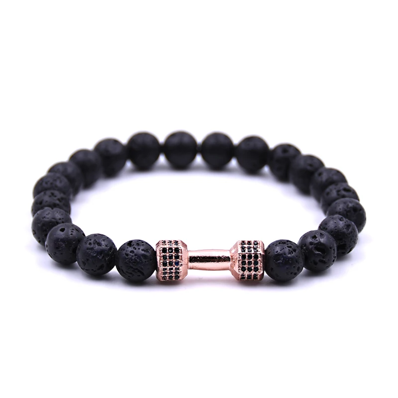 HYHONEY браслет с бусинами мужской микро-инкрустацией из фианита гантели